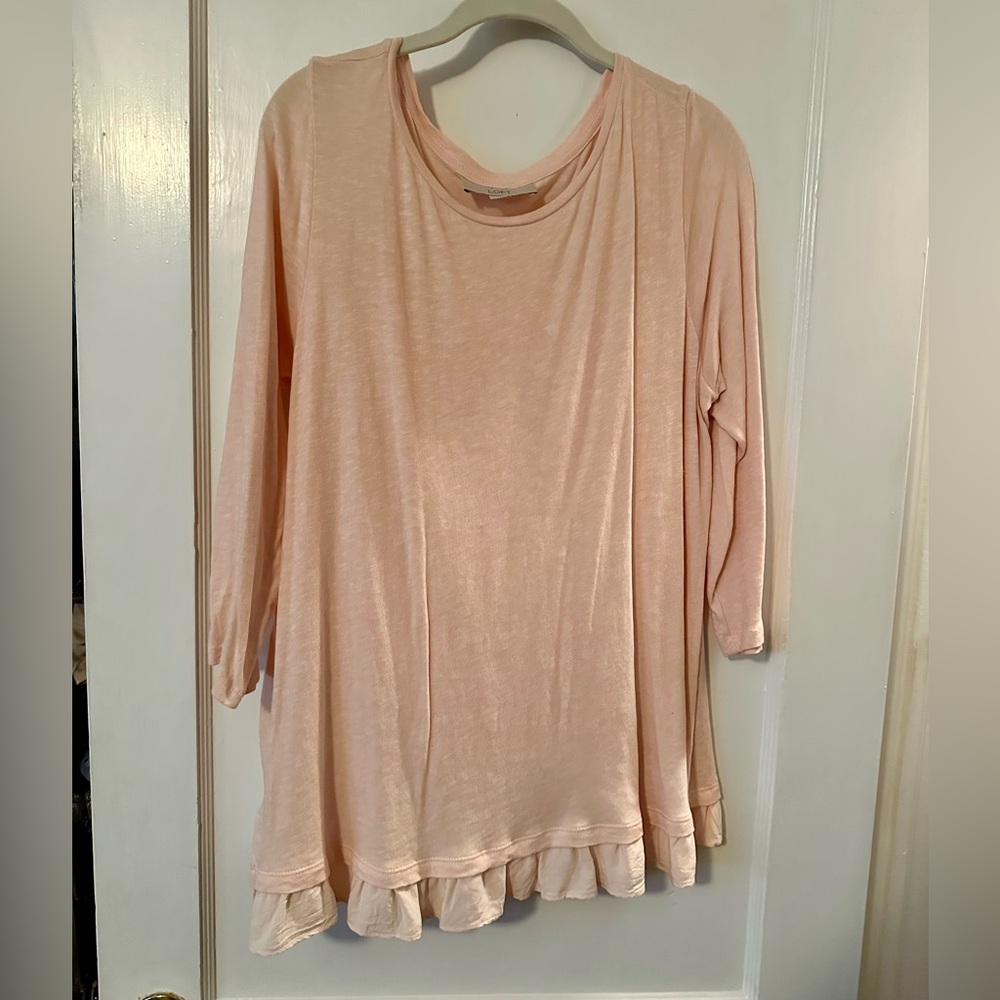 LOFT Light Pink Tunic with Ruffle Hem